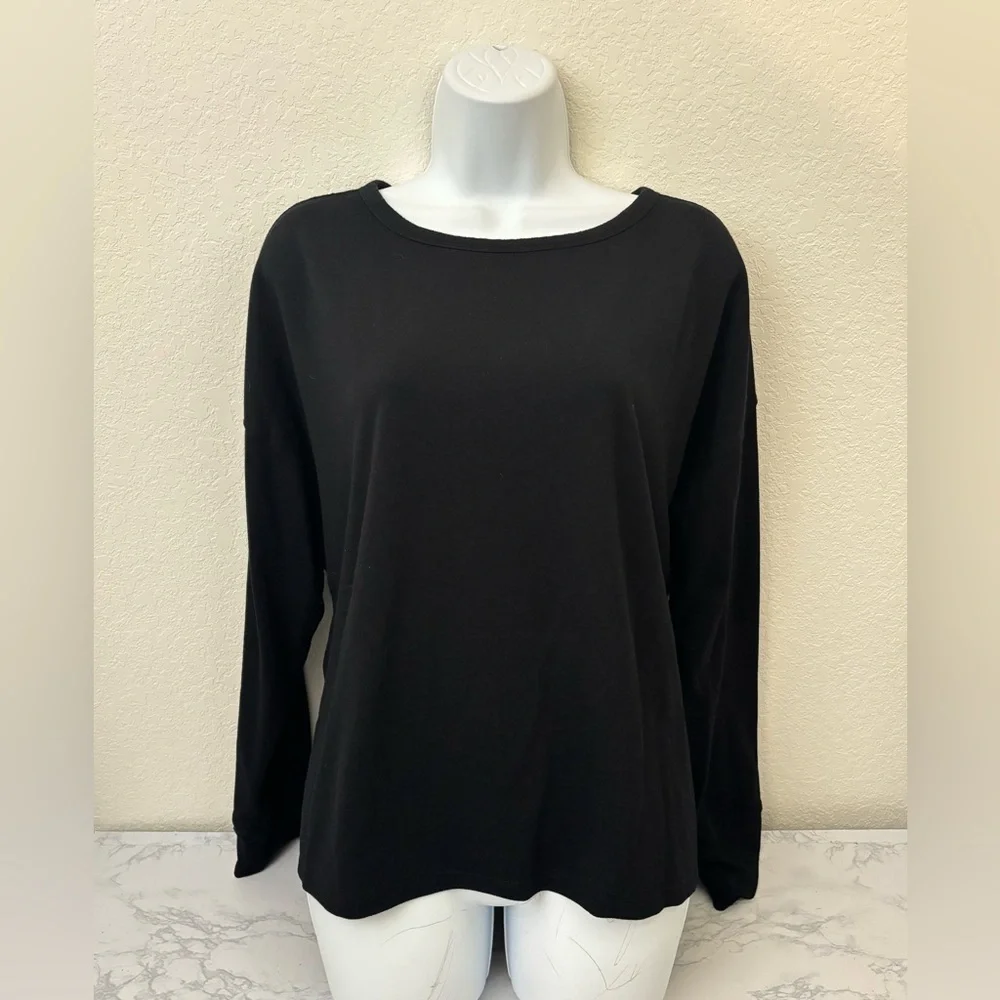 Old Navy Active Go-Dry women's sz L black LS low back shirt Pullover Top - Picture 1 of 5